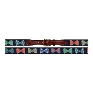 Stylish Navy and Brown Belt with Bow Tie Pattern